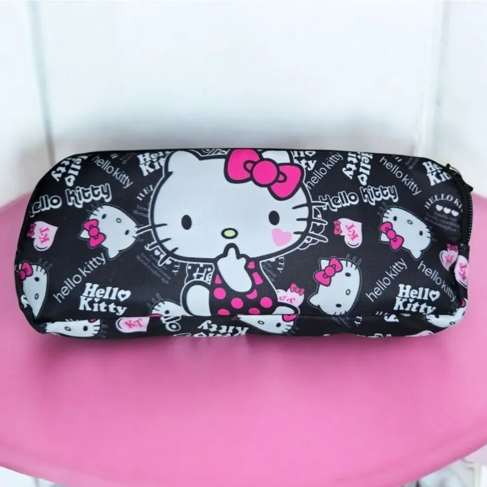 Hello Kitty Black Shoulder Bag Set of 3 Sanrio Kid Tween Travel School Purse NEW
